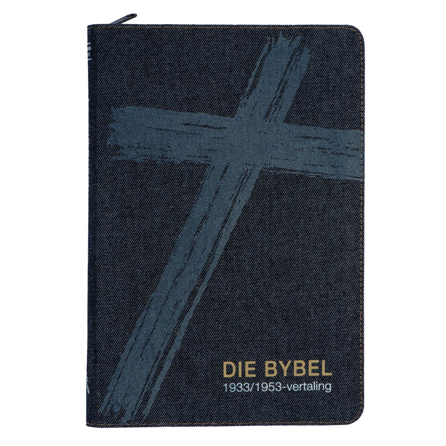 AFRIKAANS 1933/1953 volledige Bybel, Mediumgrootte, Denimomslag